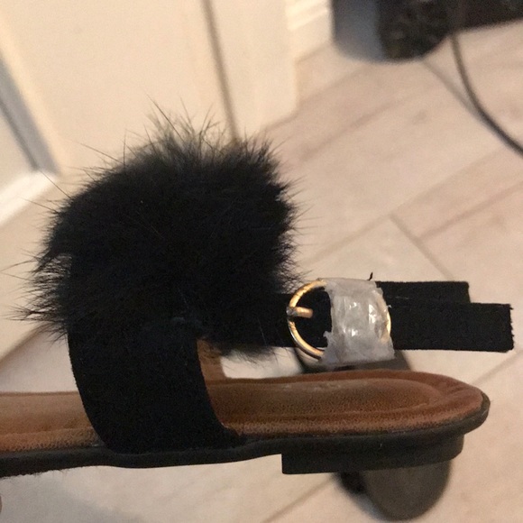 Fur ball black sandals girls toddler 12 new no tag - Picture 5 of 5